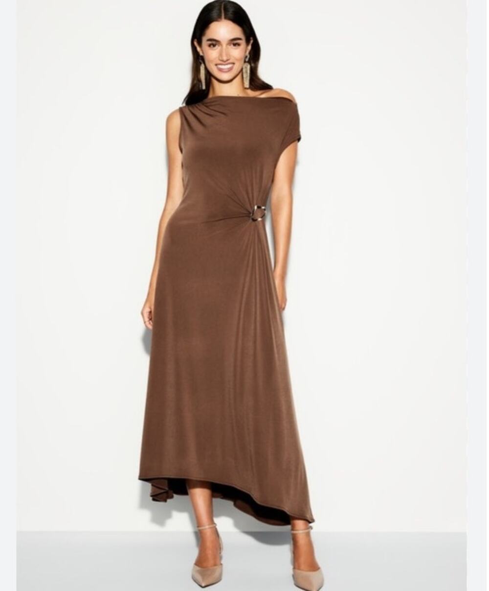 Old Navy The Occasion Twist Front Jersey Midi Dress Espresso Brown Large